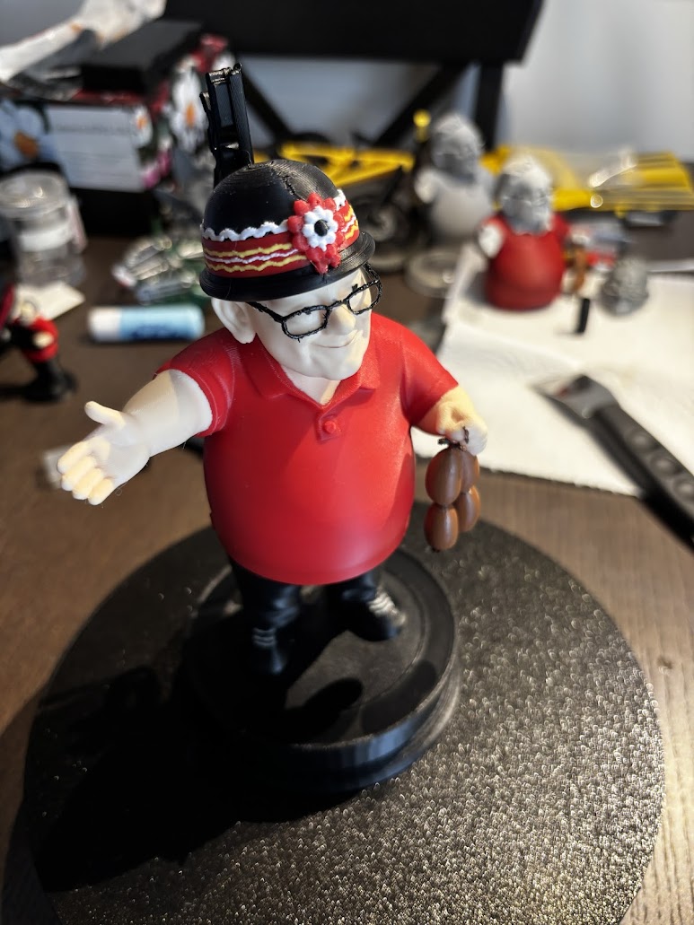Custom 3D printed character figurine with multicolor detail